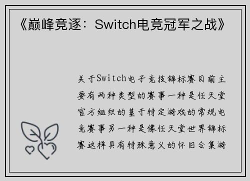 《巅峰竞逐：Switch电竞冠军之战》